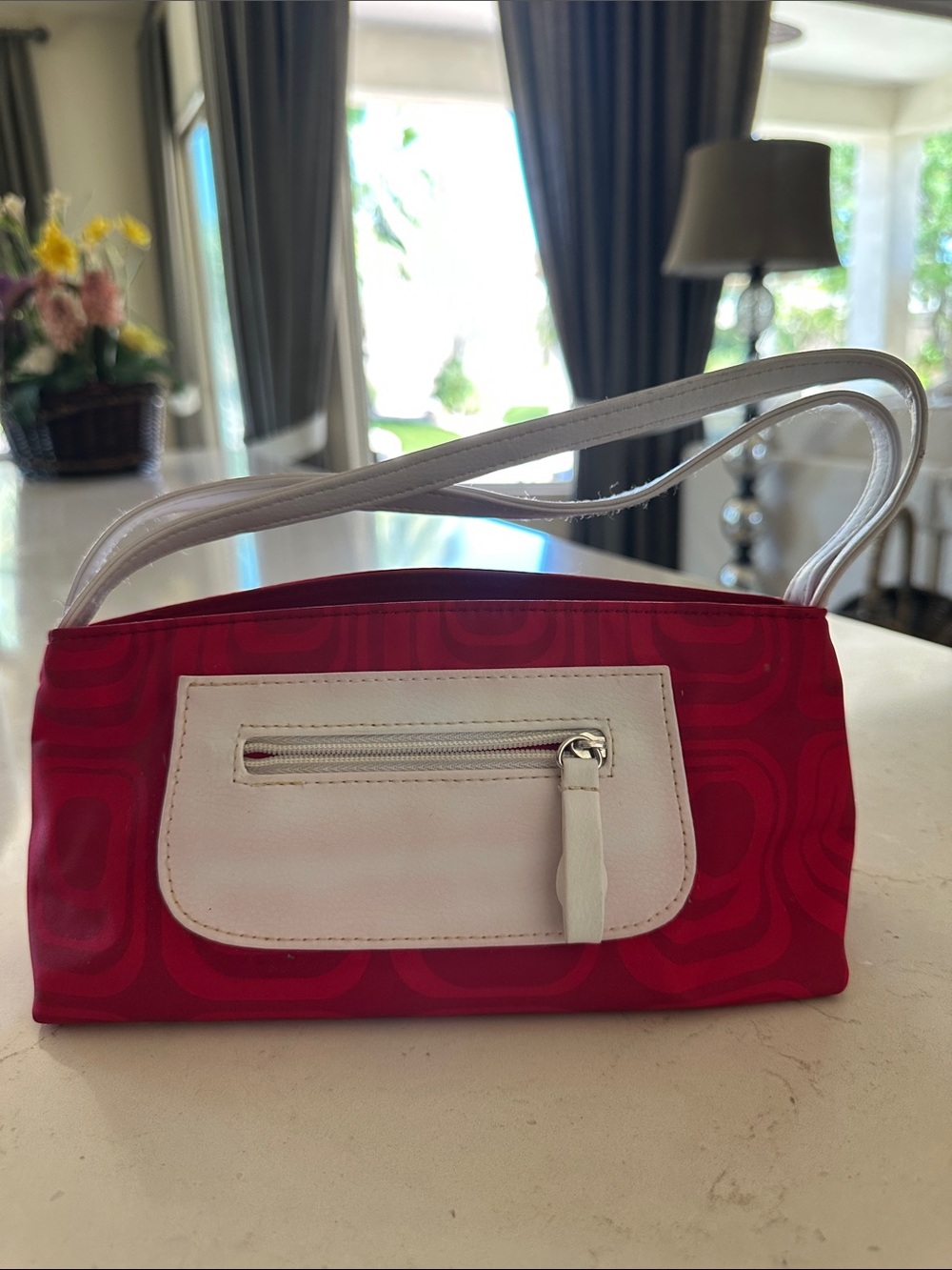 White & Red Women's Shoulder Bag - Stylish Everyday Purse